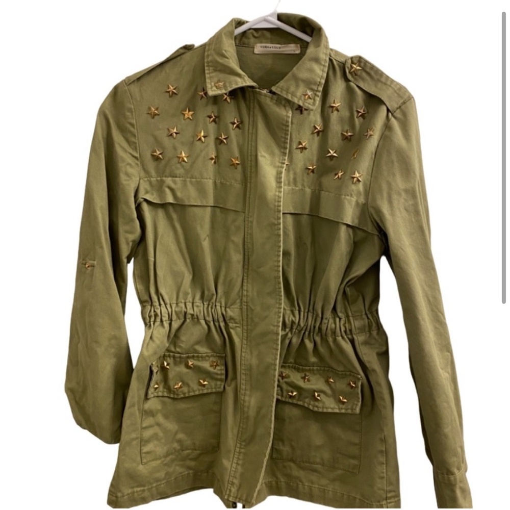 Green Jacket- Gold Metal Star Details - Vera & Lucy - Size Large